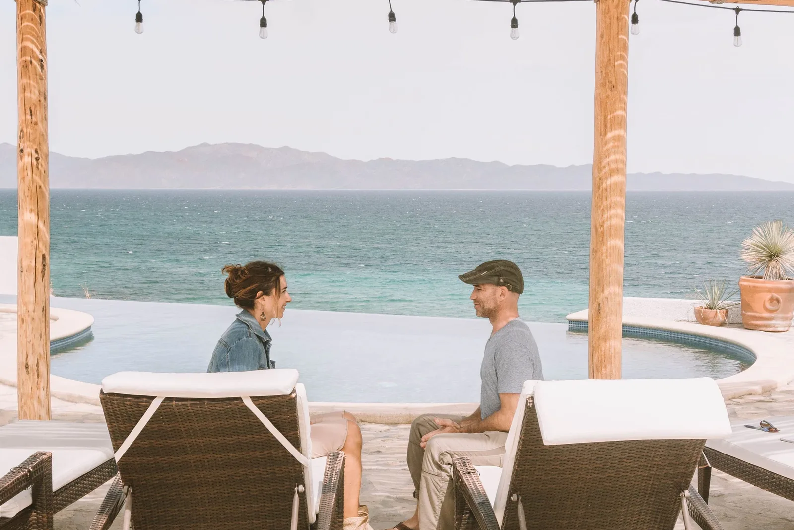 Milena in conversation with a client in Baja
